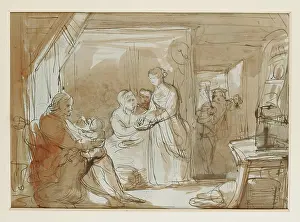 Family Group Prints: Sketch for a Highland Interior with Figures, c1845. Creator: John Phillip