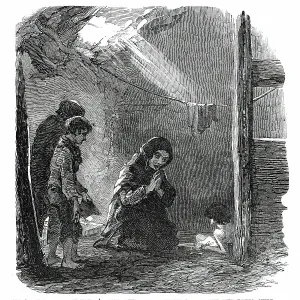 Famine Prints: Sketch in a House at Fahey's Quay