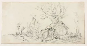 Sketch of Landscape with Cottage, c. 1630. Creator: Jan van Goyen (Dutch, 1596-1656)