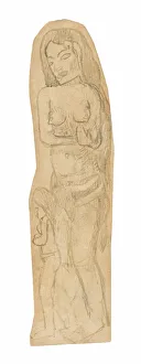 Eug And Xe8 Collection: Sketch of Maori Woman and Child, 1891 / 93. Creator: Paul Gauguin