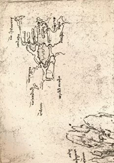 Leonardo Gallery: Sketch map of Armenia, c1472-c1519 (1883). Artist: Leonardo da Vinci