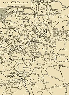 Railway Line Prints: Sketch Map to Illustrate the German Attack north of Warsaw in February, 1915, (c1920)