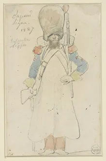 Raffet Denis Auguste Marie Prints: Sketch of military uniform, 1827. Creator: Auguste Raffet