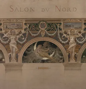 Crescent Moon Prints: Sketch for the north entrance hall of the Hotel de Ville in Paris: Bear