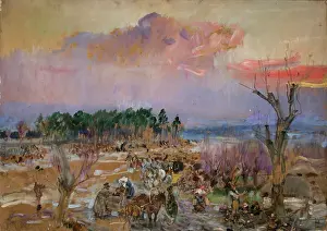 1940 Prints: Sketch for the Panorama of Grochow, c1940. Creator: Wojciech Kossak