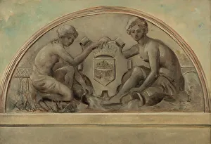 Marne Prints: Sketch for the pediment at the school complex of Alfortville: The Seine and the Marne fram