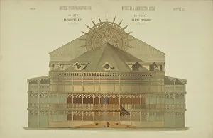 Historicism Prints: Sketch of the People's Theater in Moscow