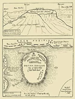 Boers Collection: Sketch and Plan of the Battle of Spion Kop, 1900. Creator: Unknown