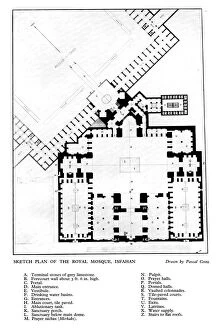 Sketch plan of the Royal Mosque, Isfahan, 1931.Artist: Pascal Coste