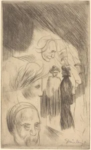 Faces Prints: Sketch Plate, 1902. Creator: Theophile Alexandre Steinlen