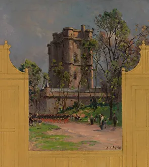 Paul Leon Felix Schmitt Prints: Sketch for the reception hall at the town hall of Vincennes: Views of Vincennes