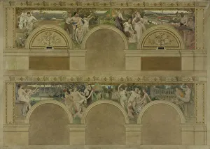 Sketch for a reception room at the Hotel de Ville in Paris: Work, Rejoicings. Charity, 1892. Creator: Eugene Martial Simas