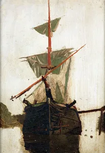 1867 Prints: Sketch of a sailing ship no. 2, c1867-1870. Creator: Petrus van der Velden