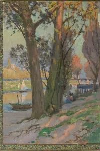 Oil Paint Prints: Sketch for the salle des fêtes at the town hall of Asnières: shade under the trees