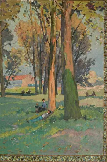 Oil Paint Prints: Sketch for the salle des fêtes at the town hall of Asnières: shade under the trees
