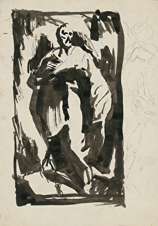 Janko Novk Prints: Sketch of a standing man, 1940-1944. Creator: Jan Novak