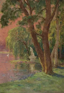 Sketch for the town hall of Joinville-le-Pont: Lac d'Amour- sunrise - statue of Venus and... c1918. Creator: Marie Joseph Leon Iwill