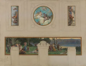 Henri Leopold Levy Prints: Sketch for the town hall in Pantin: Allegories of the Canal de l'Ourcq
