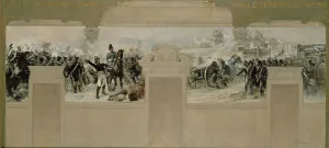 Graphite Pencil Prints: Sketch for the town hall at Pantin : Defence of Pantin in 1814 by General Compans