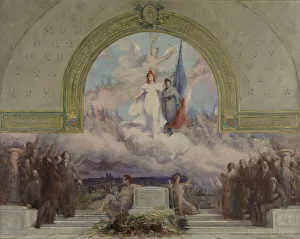 Sketch for (town hall?), rue Paul-Bert...Allegory to the dead of the First World War, c.1921. Creator: Julien Louis Tavernier