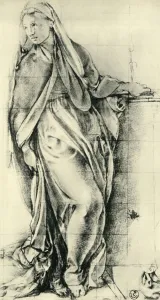 Degenhart Prints: Sketch of the Virgin Mary for an Annunciation