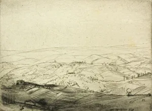 Drypoint Collection: Sketch from the Walls of San Gimignano, 1909. Creator: Donald Shaw MacLaughlan