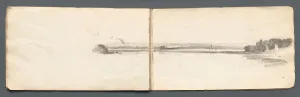 Sketchbook: Landscape with Sailboats , 1814. Creator: Samuel Prout (British, 1783-1852) Sketchbook: Landscape with Sailboats , 1814. Creator: Samuel Prout (British, 1783-1852)