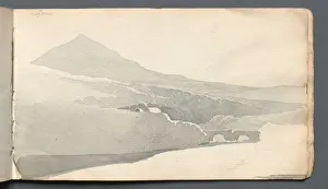 Sketchbook: Mountainous Landscape with Bridge, 1814. Creator: Samuel Prout (British