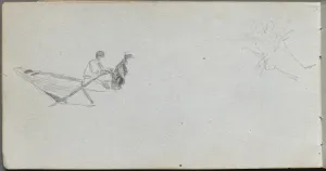 1815 1891 Prints: Sketchbook, page 04: Figures in a Boat. Creator: Ernest Meissonier (French, 1815-1891)