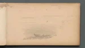 1823 1880 Prints: Sketchbook, page 04: Sea Scape with Color Notations