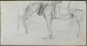 1815 1891 Prints: Sketchbook, page 06: Study of a Horse. Creator: Ernest Meissonier (French, 1815-1891)