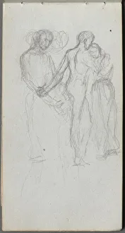 1815 1891 Prints: Sketchbook, page 10: Figures Embracing. Creator: Ernest Meissonier (French, 1815-1891)