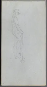 1815 1891 Prints: Sketchbook, page 11: Figure in Profile. Creator: Ernest Meissonier (French, 1815-1891)
