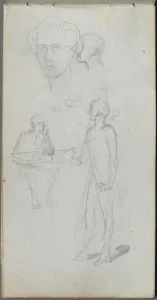 1815 1891 Prints: Sketchbook, page 12: Multiple Figures. Creator: Ernest Meissonier (French, 1815-1891)