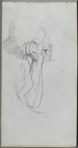 1815 1891 Prints: Sketchbook, page 16: Melancholy Figure. Creator: Ernest Meissonier (French, 1815-1891)