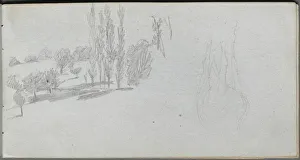 1815 1891 Prints: Sketchbook, page 18: Study of a Horse and Landscape Study