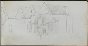 1815 1891 Prints: Sketchbook, page 22: Architectural Study. Creator: Ernest Meissonier (French, 1815-1891)