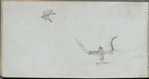 1815 1891 Prints: Sketchbook, page 26: Study of a Head and a Lamp