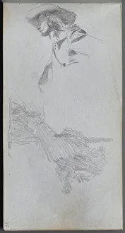 1815 1891 Prints: Sketchbook, page 27: Detail Study for On a Terrace and Landscape Study