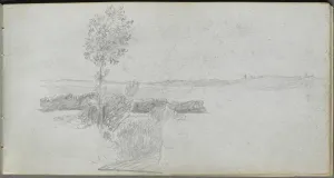 1815 1891 Prints: Sketchbook, page 28: Landscape Study. Creator: Ernest Meissonier (French, 1815-1891)
