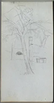 1815 1891 Prints: Sketchbook, page 36: Tree Study. Creator: Ernest Meissonier (French, 1815-1891)