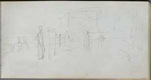 1815 1891 Prints: Sketchbook, page 40: Perspective Study. Creator: Ernest Meissonier (French, 1815-1891)