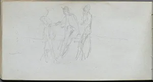 1815 1891 Prints: Sketchbook, page 42: Three Figures. Creator: Ernest Meissonier (French, 1815-1891)
