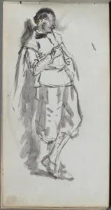 1815 1891 Prints: Sketchbook, page 46: Standing Male Figure. Creator: Ernest Meissonier (French, 1815-1891)