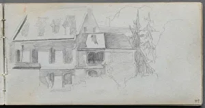 1815 1891 Prints: Sketchbook, page 49: Architechural Study. Creator: Ernest Meissonier (French, 1815-1891)