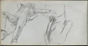 1815 1891 Prints: Sketchbook, page 58: Reclining Figure and Figure from behind