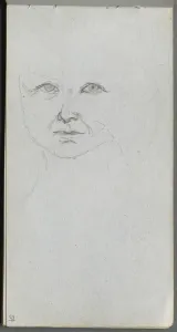 1815 1891 Prints: Sketchbook, page 59: Study of a Face. Creator: Ernest Meissonier (French, 1815-1891)