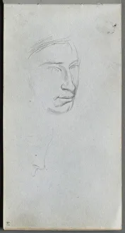 Sketchbook, page 61: Face, 3 / 4 view profile. Creator: Ernest Meissonier (French, 1815-1891)