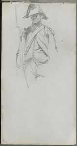 1815 1891 Prints: Sketchbook, page 67: Study of a Soldier. Creator: Ernest Meissonier (French, 1815-1891)