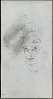 1815 1891 Prints: Sketchbook, page 81: Study of Faces. Creator: Ernest Meissonier (French, 1815-1891)